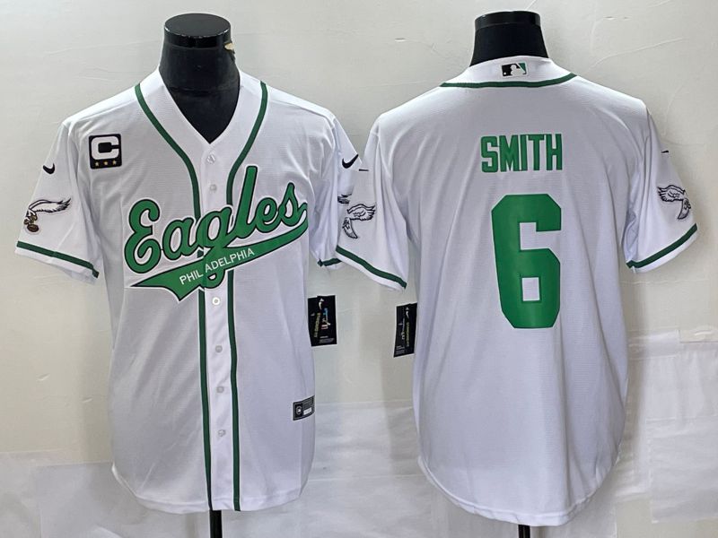 Men Philadelphia Eagles 6 Smith White Co Branding Game NFL Jersey style 6